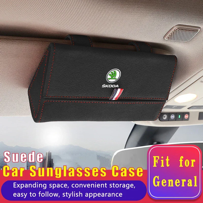 Glasses Case Car Hanging Sunglasses Storage Box Accessories for Skoda 2 A7 Tour RS Octavia Fabia Rapid Kodiaq Superb Yeti Karoq