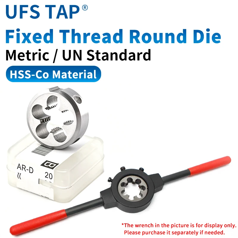 UFS TAP HSSE Metric Fixed Round Die M0.8 M0.9 M2 M3 M4 M5 M6 M8 M10 M12M14M16UNC UNF 1/4 5/16 3/8 1/2 Thread Screw Threading Die