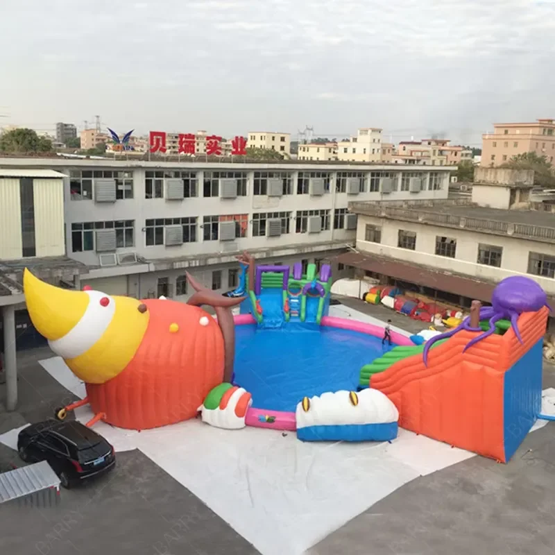 Commercial Octopus Pool Inflatable Water Park for Child and Adult Amusement Park Water Slide With Pool