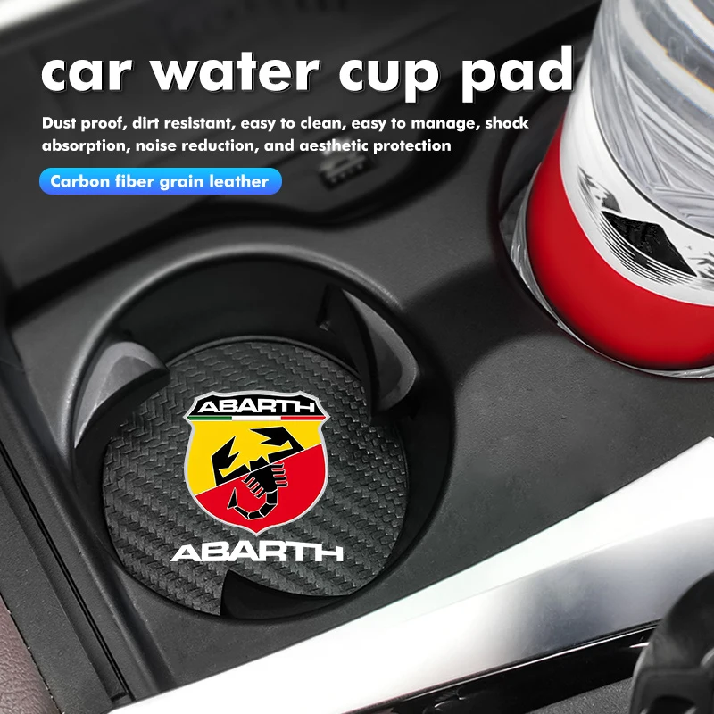 Carbon Pattern Car Cup Mat 2Pcs Suitable for Abarth 595 695 500 Panda Bravo Stilo Car Styling Interior Accessory