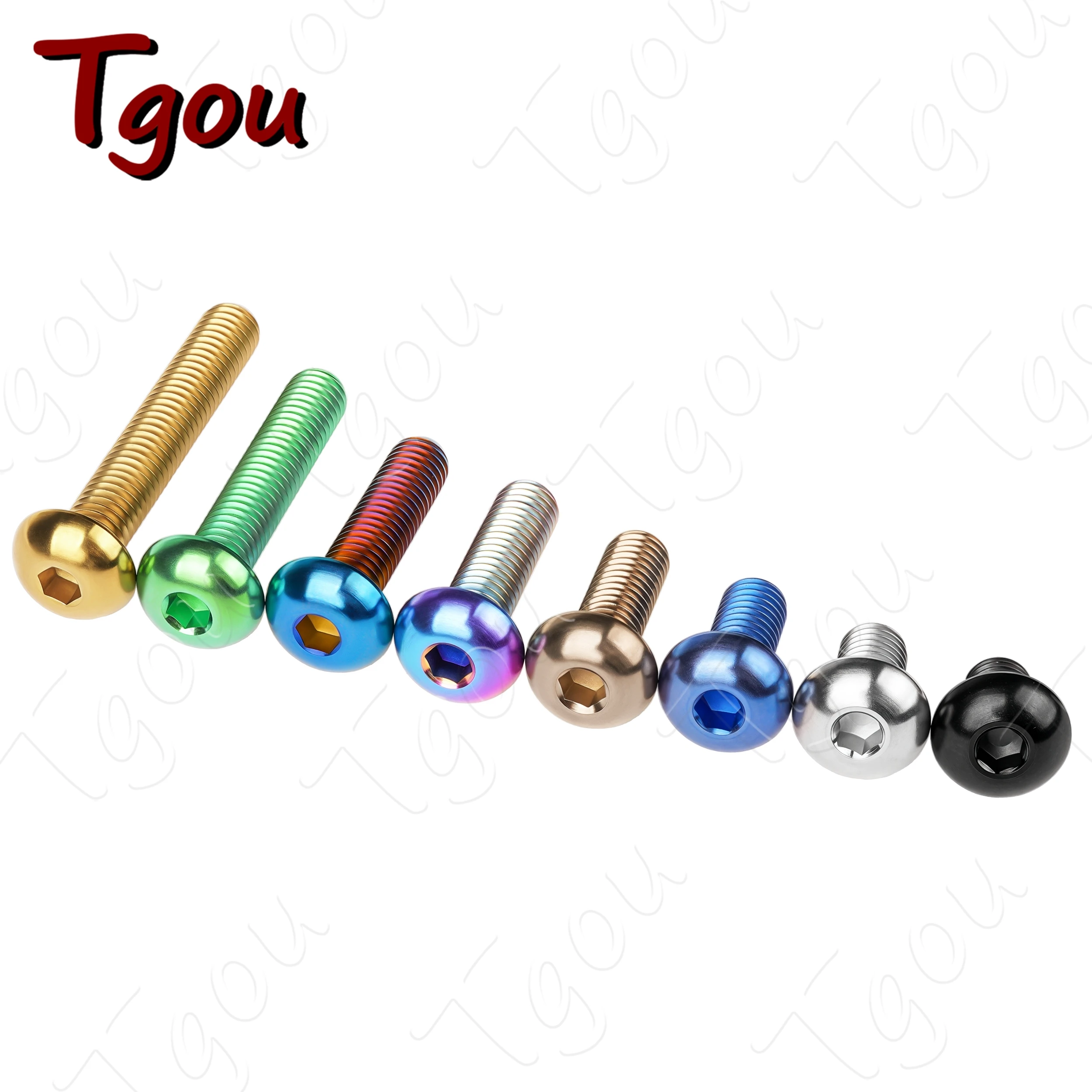 Tgou Titanium Bolt M5x8/10/12/15/18/20/25/30mm Half Round Head Hex Screw for Water Bottle Cage Fixing Bolts Bike Screws