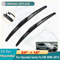 For Hyundai Santa Fe CM 2006-2012 Car Front Rear Wiper Blades Soft Rubber Windscreen Wipers Auto Windshield 24