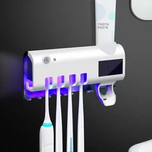 Suporte de parede para escova de dentes, luz solar uv, esterilizador de escova de dentes ultravioleta, suporte automático de pasta de dente, acessório de banheiro