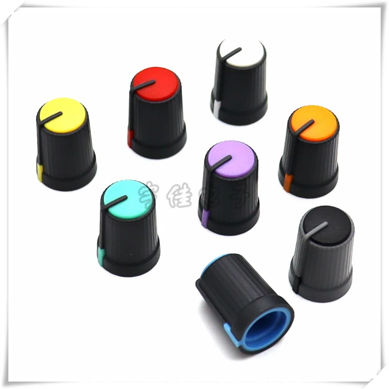 20PCS Mixer Plastic Knob Cap 6mm half-round Handle Potentiometer Power Amplifier To Adjust Audio Volume Knob 2 Color