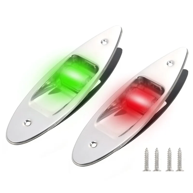 

2 Pieces 12V LED Marine Navigation Lamps - Water-Resistant Design, High-Visibility Red & Green Lights, Durable for Boats, Marine