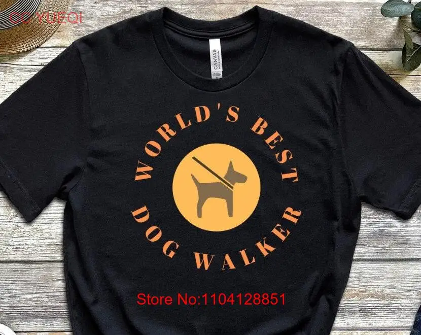 World's Best Dog Walker T Shirt Pet Care Job Doggy Daycare Lover Trainer 's long or short sleeves