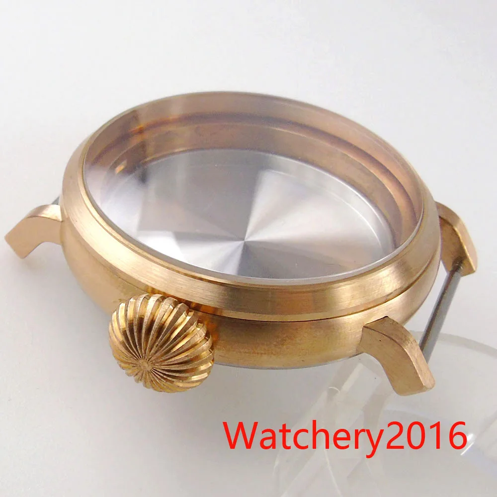 46mm Brushed CUSN8 Real Solid Bronze Case Sapphire Glass Luxury Watch Case Fit NH35 NH36 NH34 Automatic movement