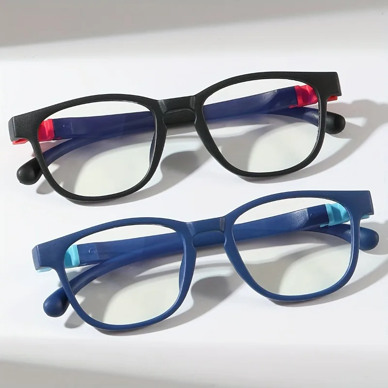 2PCS Blue Light Blocking Glasses for Kids Computer Glasses Silicone Frame Clear Lens Girl Boy Video Gaming Children Eyewear