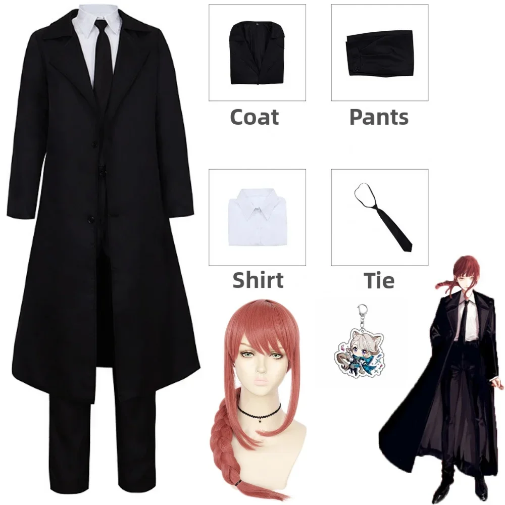 

Makima Cosplay Anime Makima Cosplay Costume Clothes Uniform Trench Shirt Tie Pants Wig Halloween Costumes for Women Men