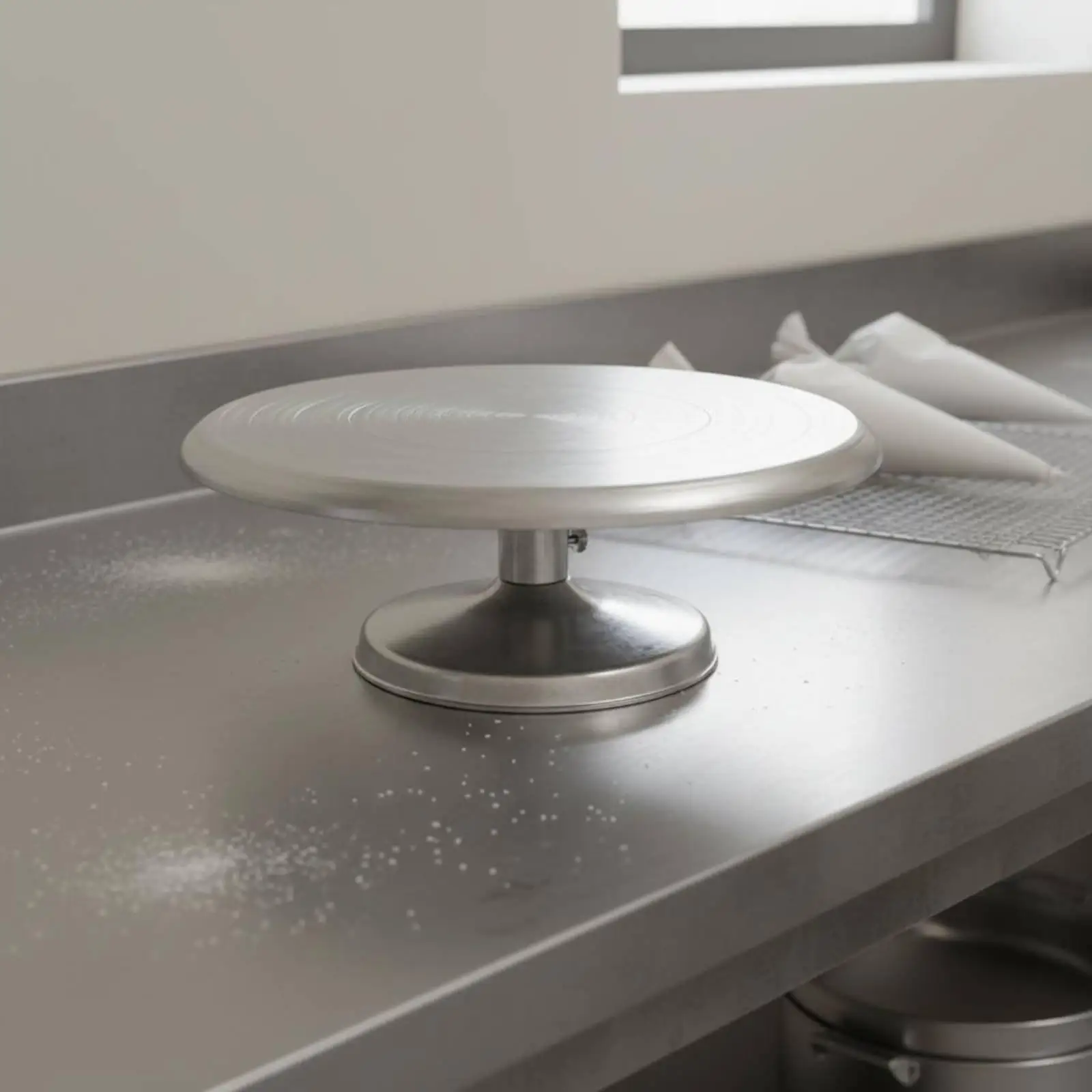 Non Slip Revolving Cake Stand for Lettering and Fondant Work with Secure Locking Mechanism Feature