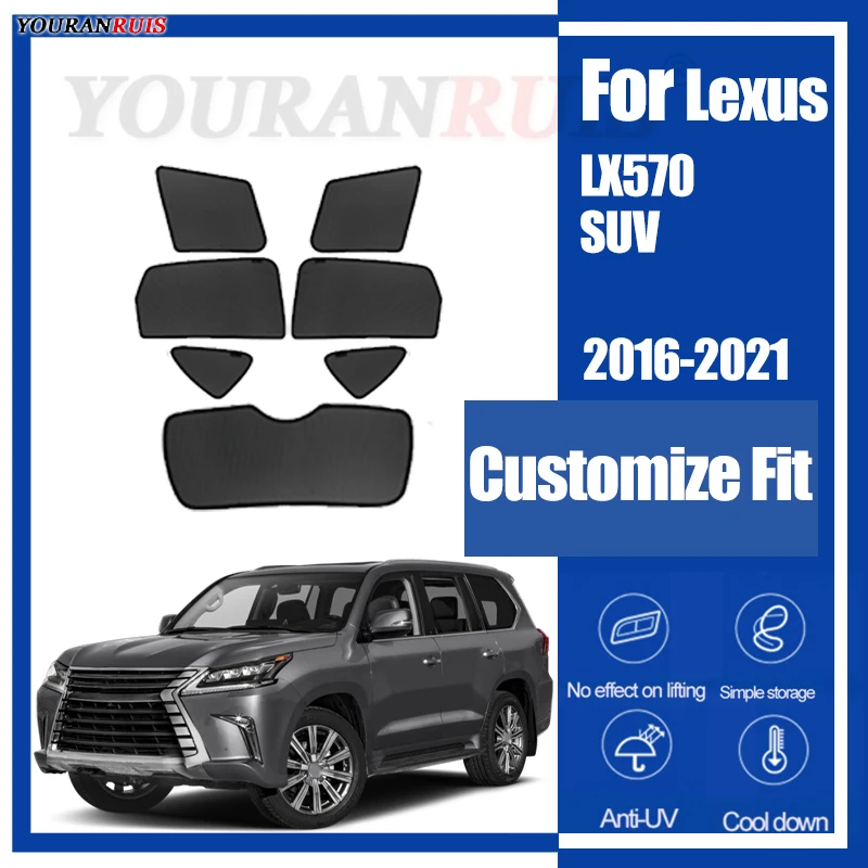 

For Lexus LX570 2016 2017 2018 2019 2020 2021 Magnetic Customized Car Windows Sun Shade UV Protection Children Car Curtain Mesh