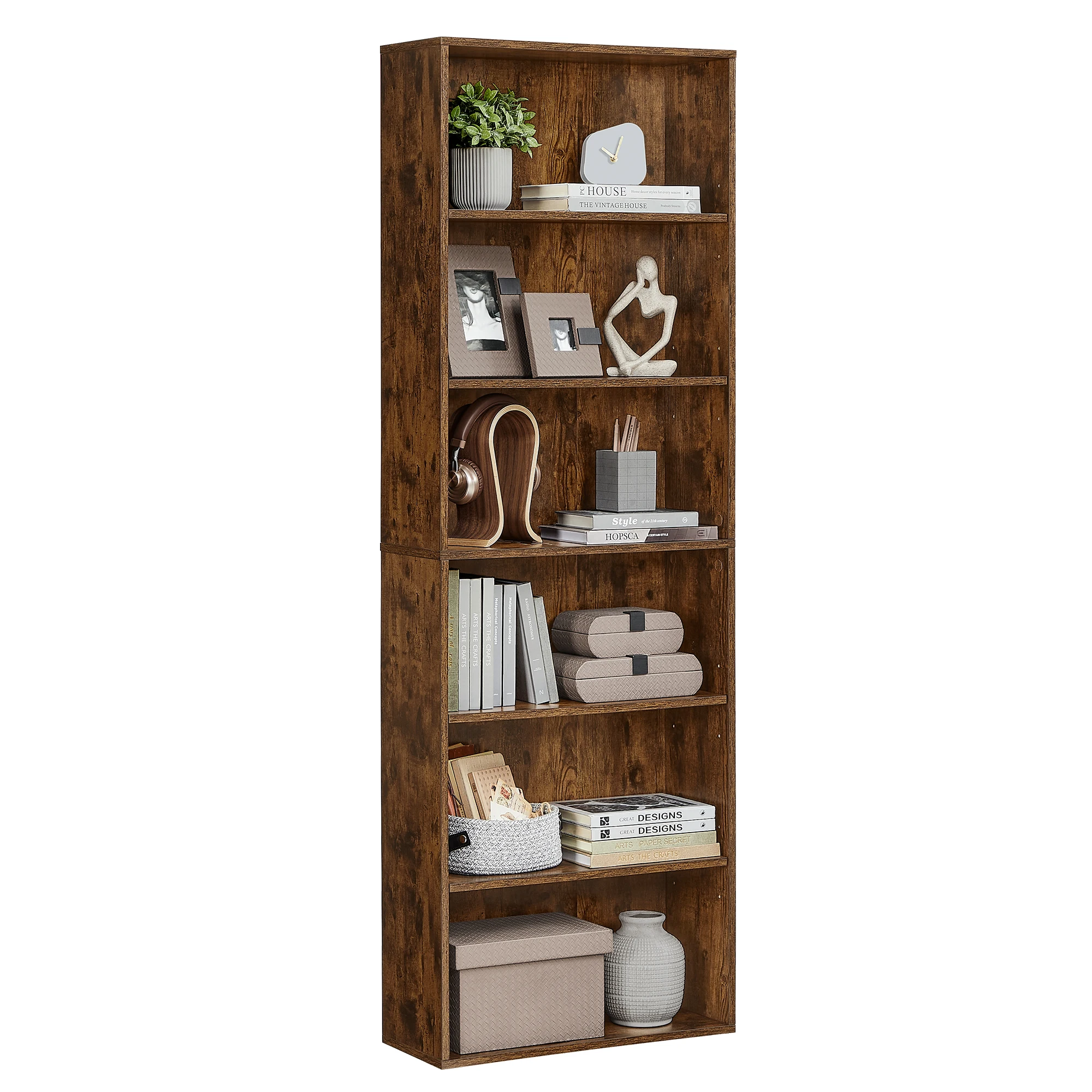 VASAGLE Bookcase, Bookshelf with 6 Shelves, for Living Room, Study, Office, Bedroom, Industrial Style, 24 x 60 x 178.5 cm