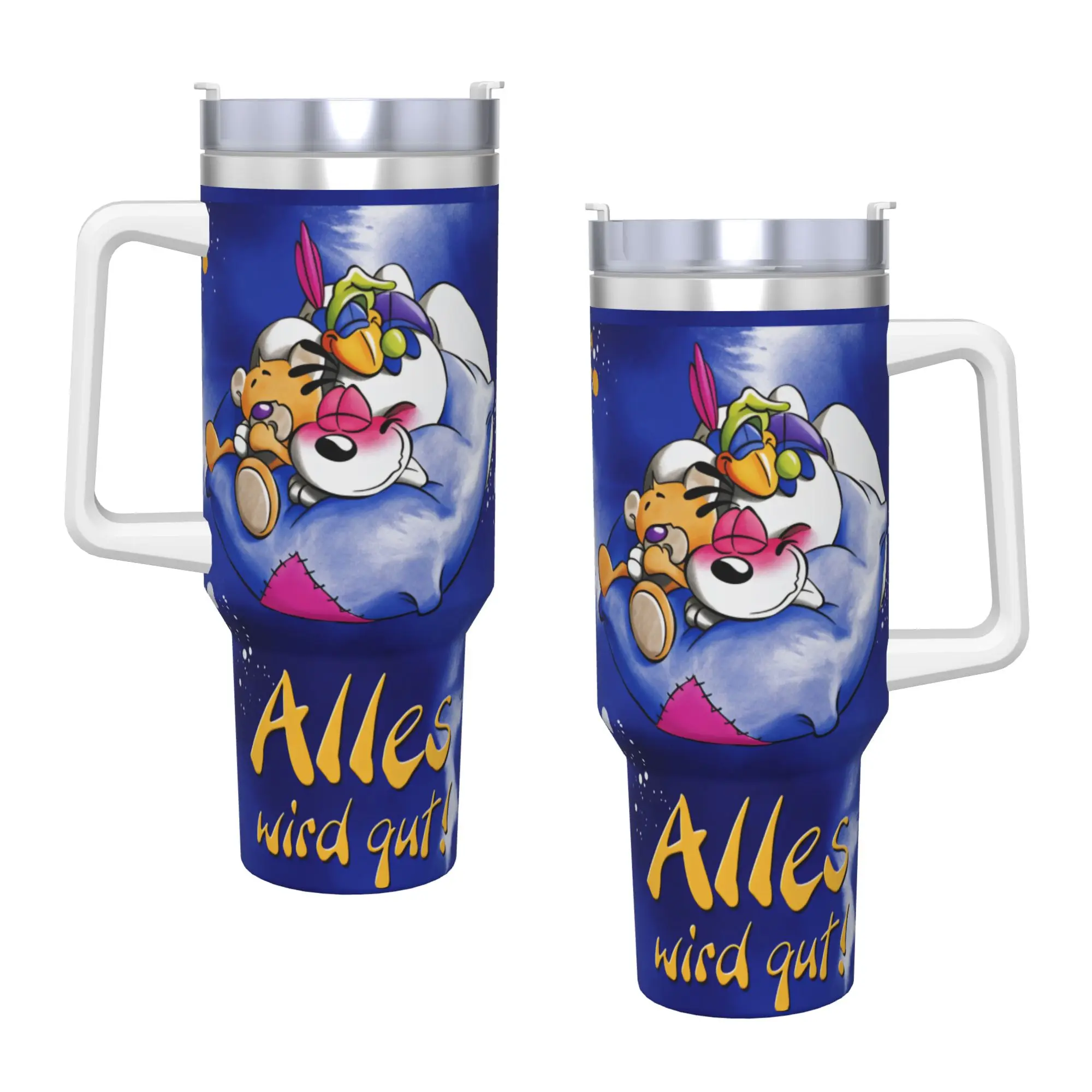 Comic Cartoons Diddl Stainless Steel Tumbler  Travel Thermal Mug With Straws and Lid Large Car Mugs Cold Drink Water Bottle