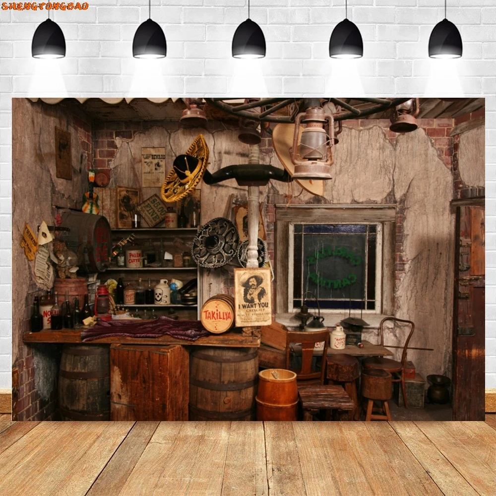 Винтажный складской фон для фотосъемки в стиле вестерн, ковбойский инструмент, дом, лошадь, доролый ребенок, портретный фотофон, реквизит для студии