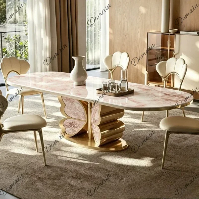XM Modern Luxury Dining Tables Pliante High-end Modern Simple Rectangular Rock Slab Dining Table Kitchen 4 6 Chairs Room Furnitu
