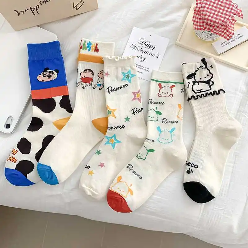 Sanrio Sanrio Cute Pacha Dog Cartoon Stockings Casual Cotton Socks Elastic Fashion Cute Girls Send Girlfriend Birthday Gifts