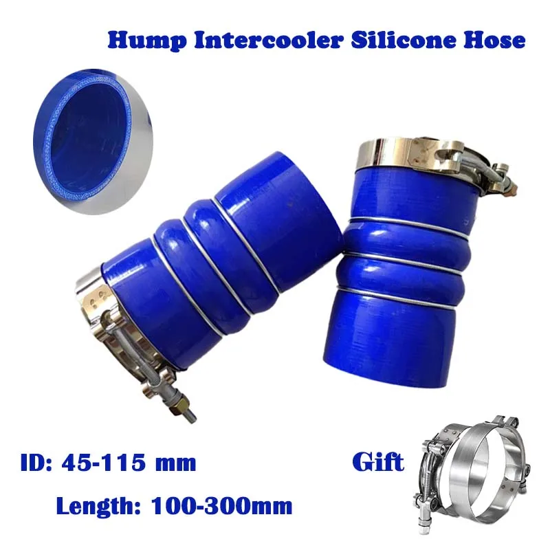 ID45-110mm Car Hump Silicone Hose Send 2 Clamps Turbocharger Connection Pipe Intercooler Intake Pipe