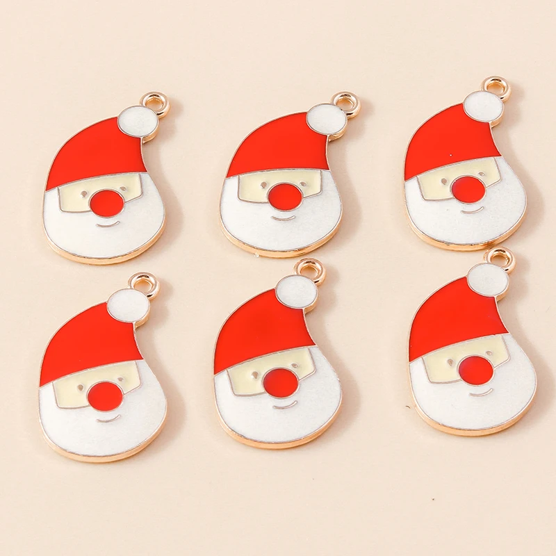 

20pcs 17x31mm Cartoon Enamel Christmas Santa Claus Charms Pendants for Making Drop Earrings Necklaces Bracelets Jewelry Findings