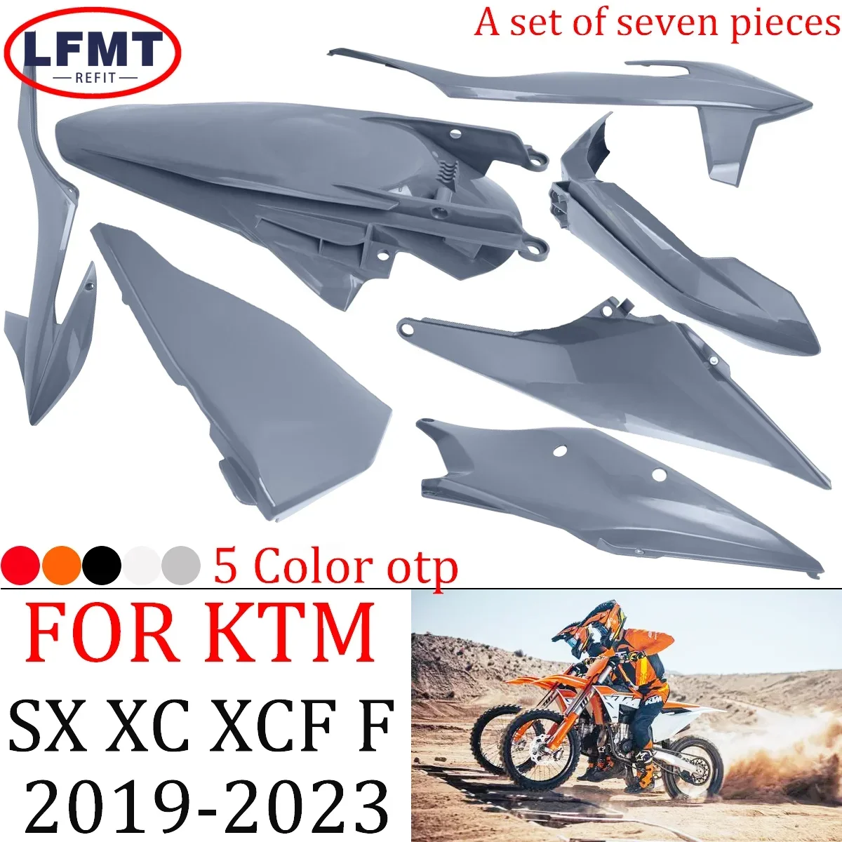 

For KTM 125-450 2023 Motorcycle Plastic Kit Full Body Fairing Cover Front Rear Fender Fuel Tank Guard Side Mudguards Panels