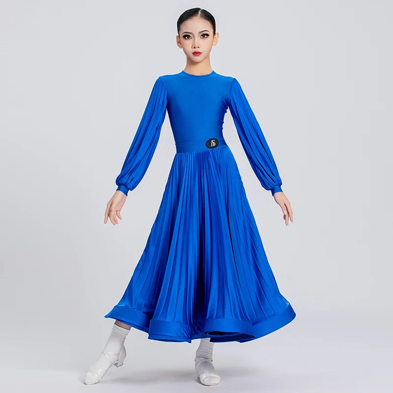 2025 costume de danse de salon fille Standard robe de concours de danse moderne enfants tenue de spectacle de valse blanc bleu violet 1931