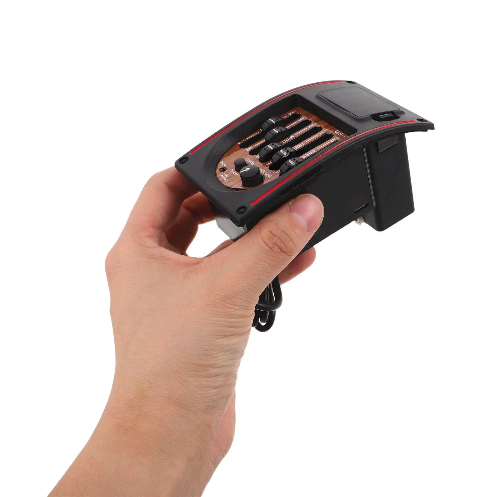5 Band Acoustic Guitar Preamp Pickup System with Built-in Endpin Cover Professional Eq Tuner for Live Studio Outdoor Performance