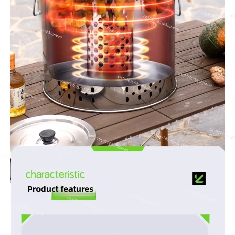Stainless Steel Hanging Barbecue Grill Smokeless Outdoor Carbon Stove Household Charcoal BBQ Grill