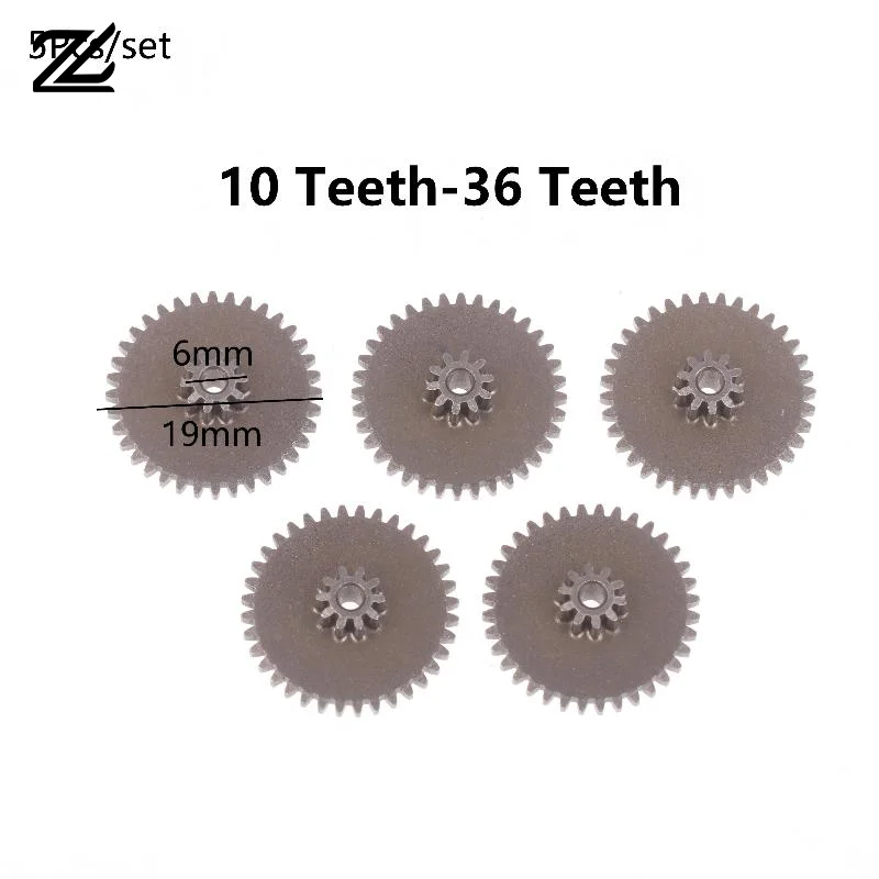 DIY Robotics 5PCS 10T36T Metal Double Gear 2mm Hard Wear Resistant Reduction Gear Set for Motor and Vehicles