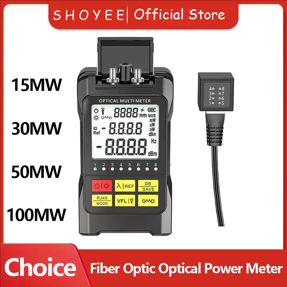 B50B-Fiber Optic Optical Power Meter RJ45 Tester -70-+10Dbm Optical Multimeter Network Attenuation Tester