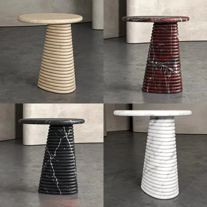 Simple Design Natural Marble Side Table Limestone Entrance Console for Living Room Bedroom Hotel Decoration Modern Minimalist