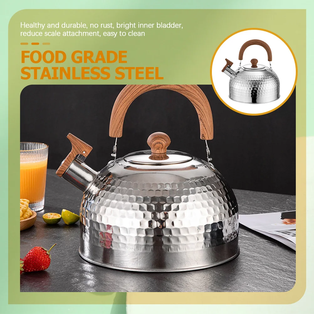 1pc Stainless Steel Whistling Kettle Stovetop Tea Pot With Handle Heat Resistant Water Boiler For Kitchen Use