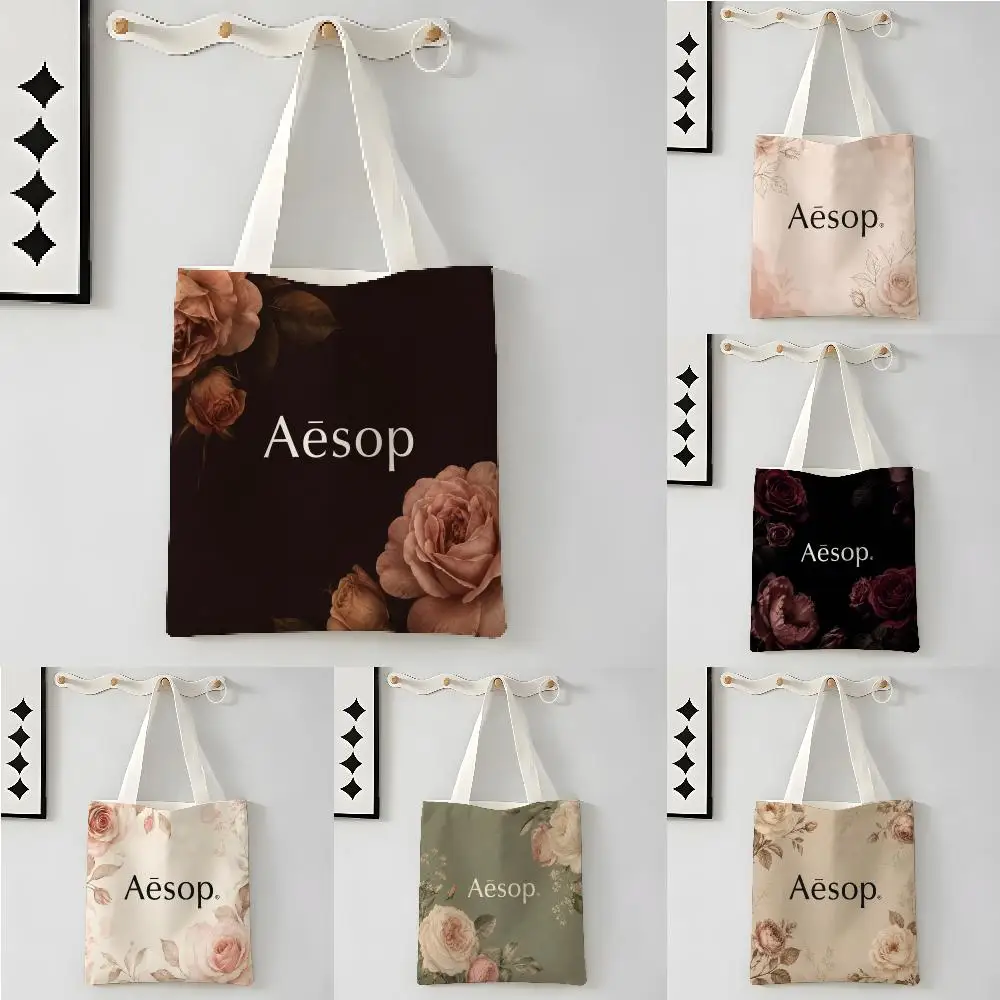Beautiful Woman Matching A-AesopS Storage Bags Large Capacity Canvas Bag for Female Students Tote Mommy Bag