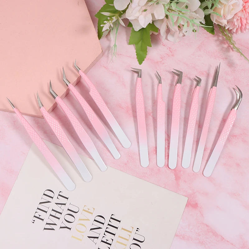 Eyelash Extension Fiber Tip Tweezers Fish Pattern Gradient Stainless Steel Professional High Precision Tweezer For Volume Fans