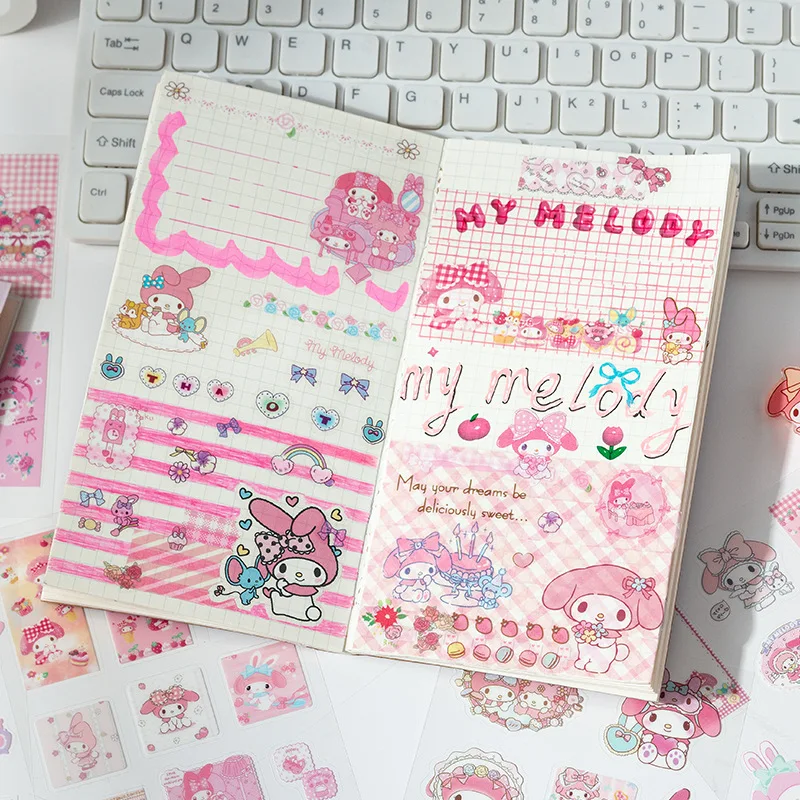 SL-51 Sanrio Cute Pets Notebook Cartoon Transparent PVC Sticker Kuromi Melody 20 Cards