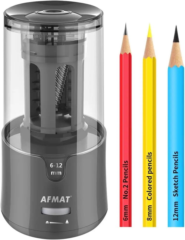 

Electric Pencil Sharpener for 6-12mm No.2/Colored Pencils, Auto Stop, Super Sharp & Fast, Plug-in for Office and Home Use