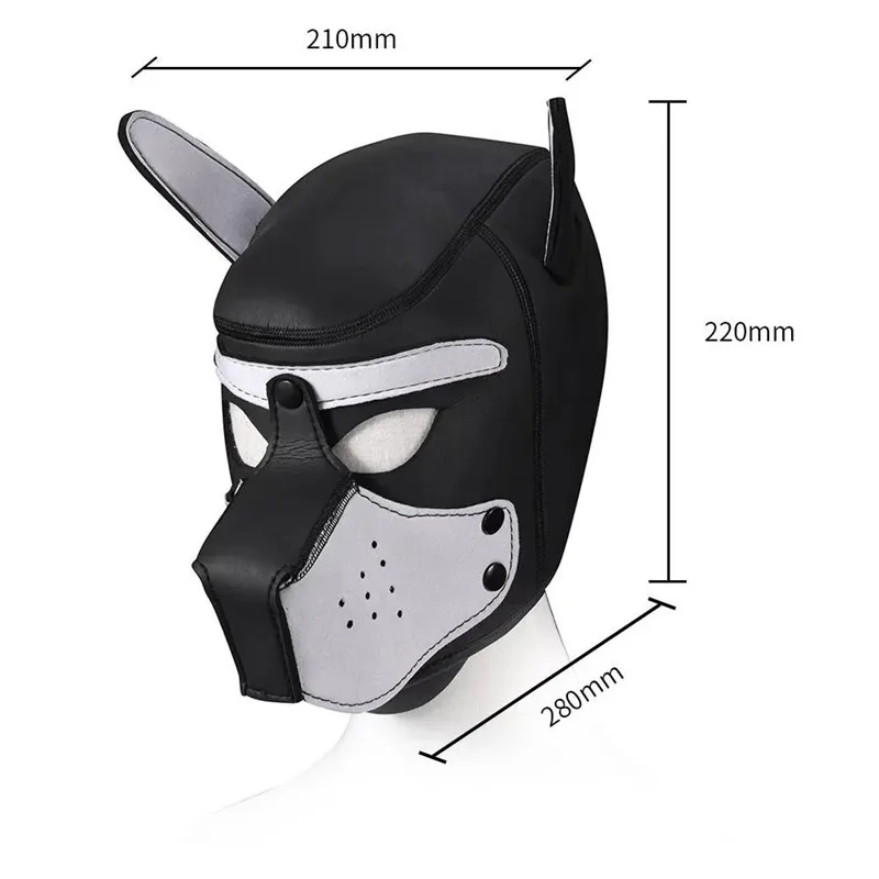 Sexy Soft Dog Cosplay Máscaras para Adulto, Cabeça Completa, PU Acolchoado, Látex, Borracha, Reprodução de Cachorro, Descompressão Jogo Prop, Festa