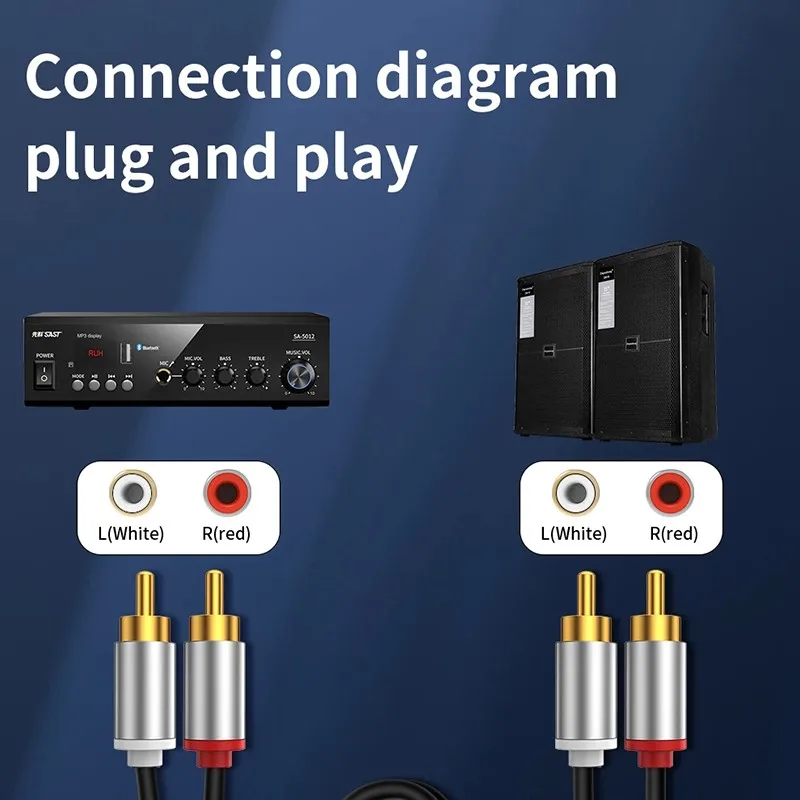 1M\2M\3M Rca Audio Cable 2rca To 2rca Hifi Sound Quality For Tv Dvd Amplifier Subwoofer Speaker Cable Audio Cable E2