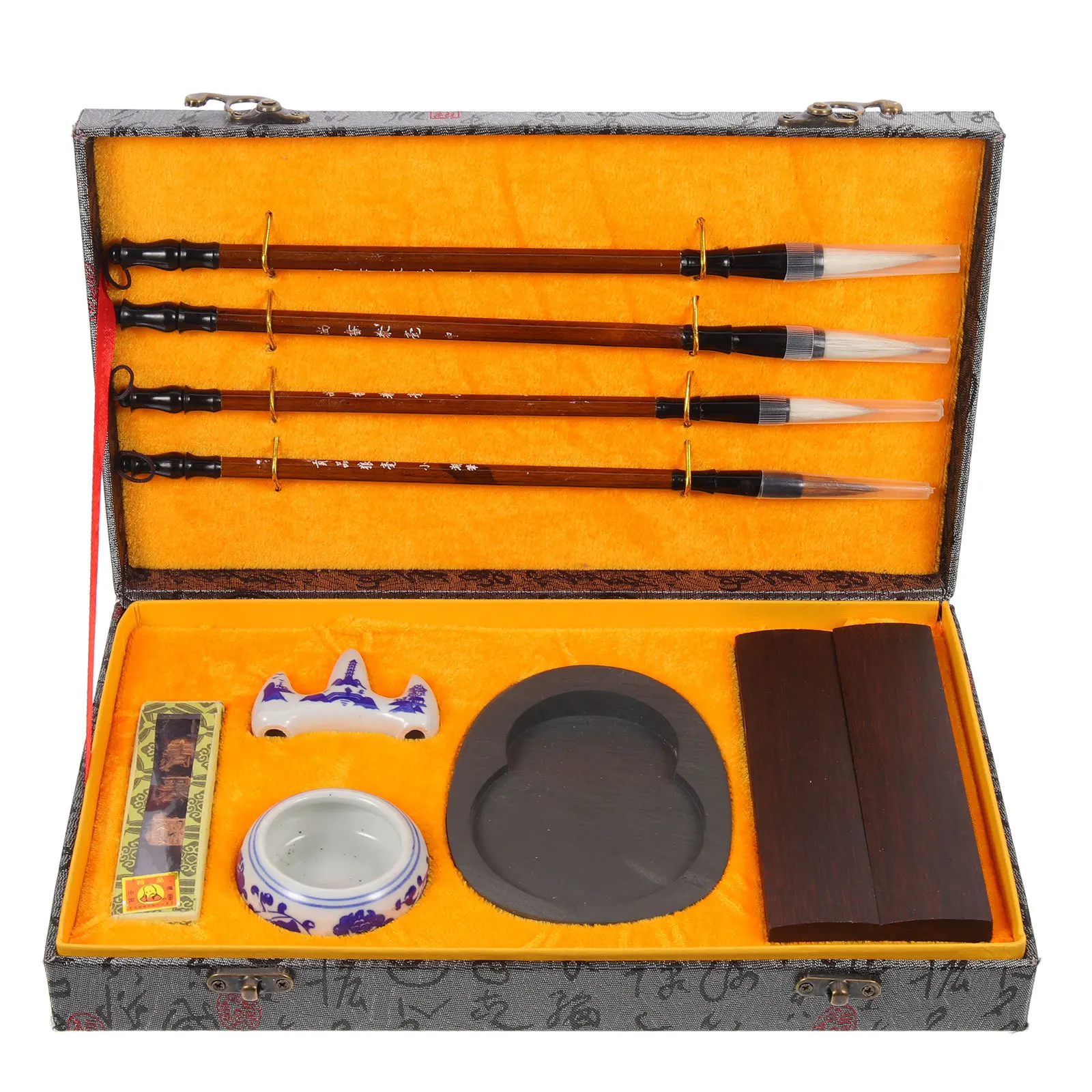 1 مجموعة 1 مجموعة فرشاة الكتابة المحمولة مجموعة الحبر حجر عصا لممارسة الخط لوازم الكتابة الصينية طالب القرطاسية الفن #6