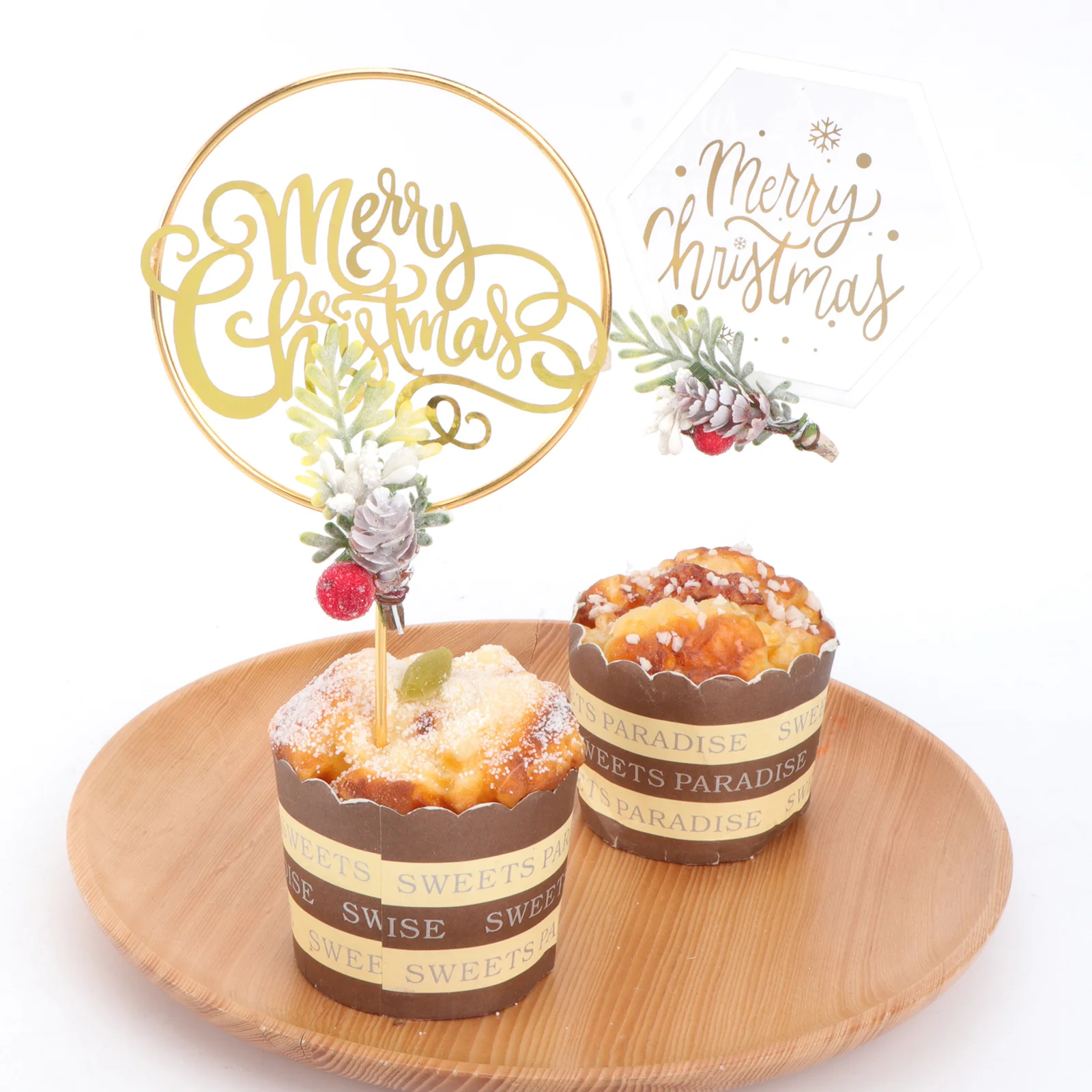ウィンターケーキピック インサート カップケーキデコレーション デザートトッパー クリスマスベーキングデコレーション