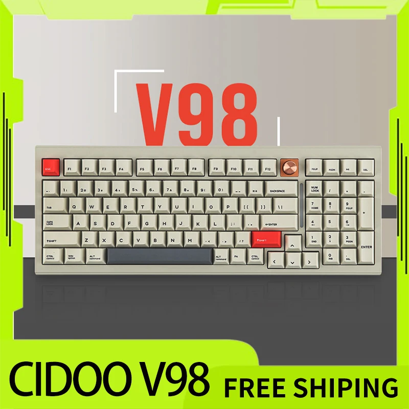 Cidoo V98 Mechanical Keyboard Wireless Tri Mode Aluminium Alloy Custom Rgb Hot Swap With Knob Bluetooth Keyboard For Gamer Gift