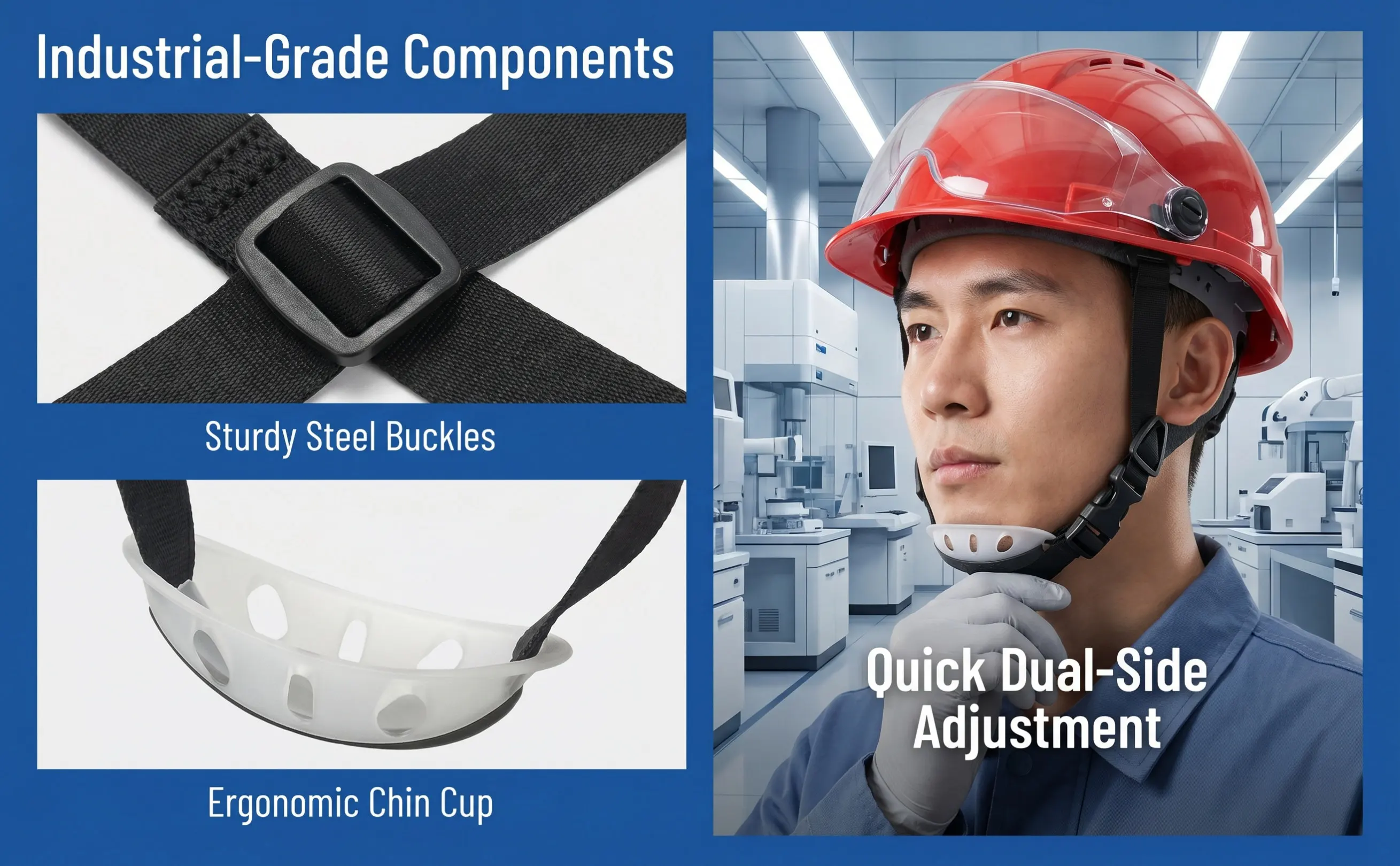 Safety Strap Adjustable Lightweight Chin Strap High Strength Quick Clip Chin Cup Comfortable Fit Black White Random