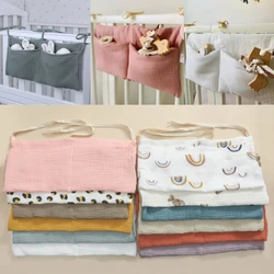 Pure Cotton Baby Bedside Storage Bag Baby Bed Storage Bag Portable Stroller Hanging Bag Printed Milk Bottle Storage Diaper Bag