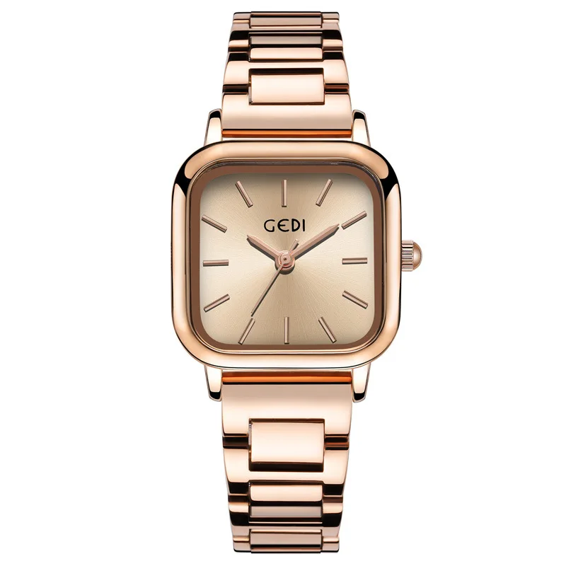 Minimalist Retro Niche Style Roman Scale Temperament Small Square Dial Wristwatch for Women, Students, Steel Strap Quartz Watch