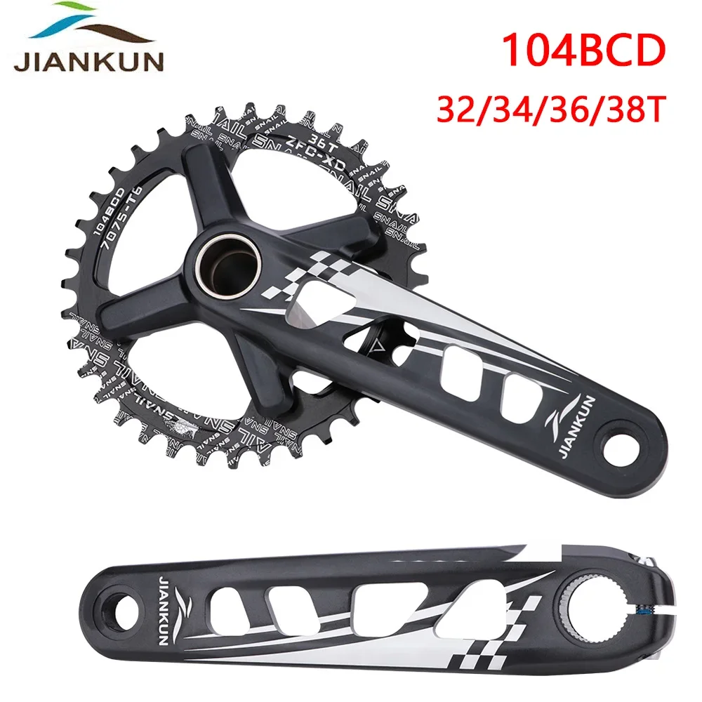 JIANKUN MTB Cranks 104 BCD Hollowtech Crank Ultralight Aluminum Alloy 170mm Bicycle Crank with Bottom Bracket Bike Accessories