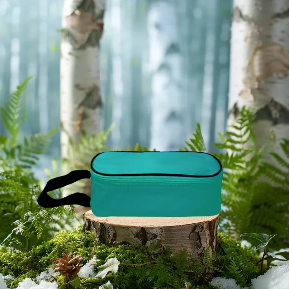 1pc Portable Blue Insulated Lunch Bag, Compact Design with Secure Zipper, Perfect for School, Office,