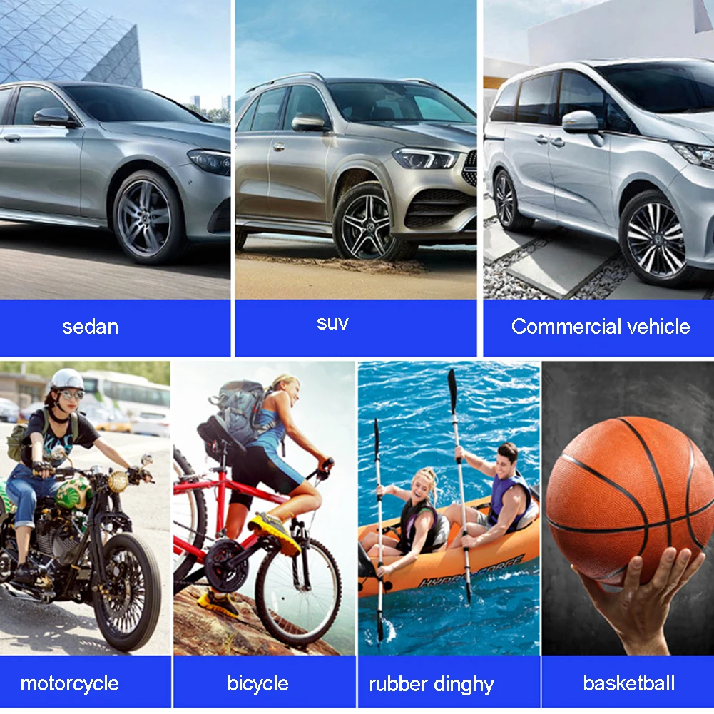 12 فولت 150PSI ضاغط هواء صغير اسطوانة مزدوجة مع مصباح ليد الثقيلة منفاخ لإطارات السيارة مضخة هواء كهربائية مضخة نفخ السيارات #4