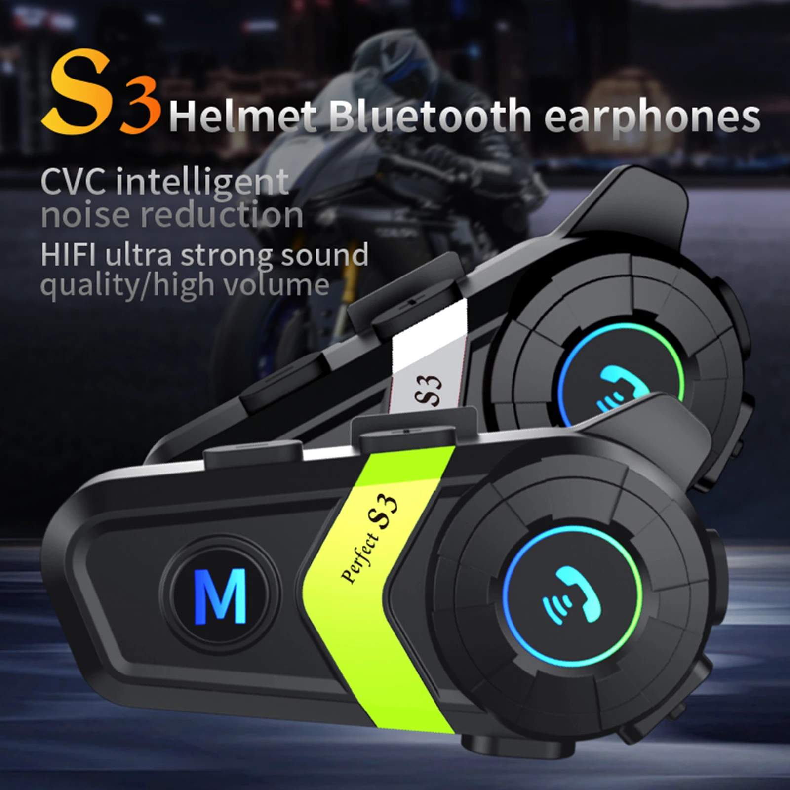 1pcs Rechargeable Motorcycle Helmet Headset Ip67 Waterproof for Variety Helmets Bluetooth Earphone Support Voice Assistant