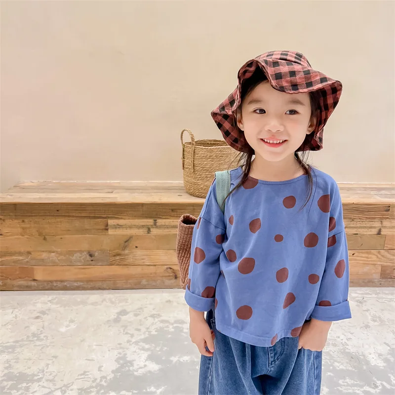 2022 Spring Kids Tops clothes baby boys and girls polka dot long sleeve base T shirts