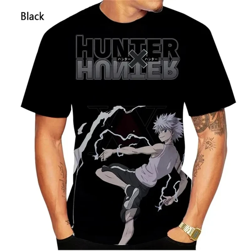 

Футболка унисекс с 3D-принтом аниме Hunter X Hunter Killua, модная уличная одежда с круглым вырезом и короткими рукавами для мужчин и женщин, на лето