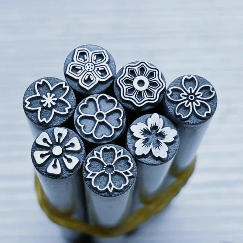 7mm Flower Design Metal Stamps Jewelry Making Punch Steel Stamping Tool Beating Silver Leather Craft Punching Custom Logo