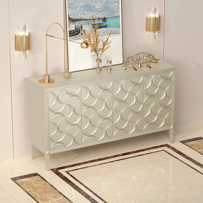 Armadietto da pranzo in legno massello di lusso leggero americano, armadietto da portico portaoggetti per soggiorno di design moderno e semplice